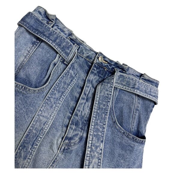 FREE PEOPLE Designer We The Free Denim Jean Mini Skirt With Belt Womens Small - Picture 5 of 6